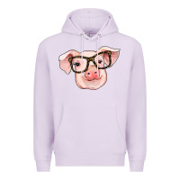 Lilac pig with glasses Premium Hoodie - RanaPortraitStore