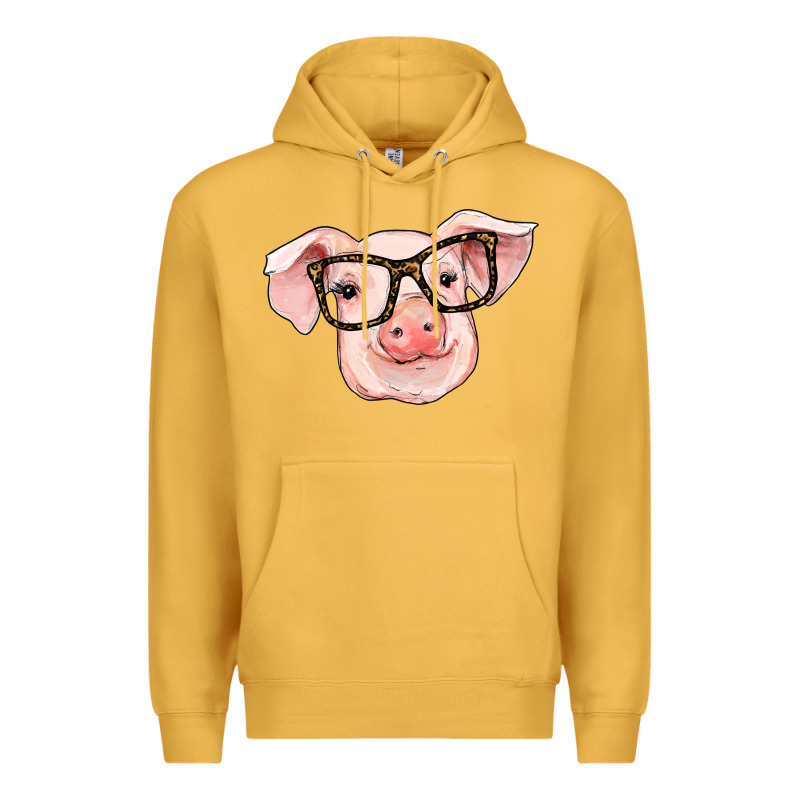 Pig With Glasses Premium Hoodie by RanaPortraitStore | Teevron