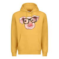 Mustard pig with glasses Premium Hoodie - RanaPortraitStore