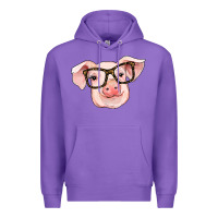 Purple pig with glasses Premium Hoodie - RanaPortraitStore