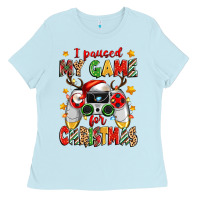Baby Blue i paused my game for christmas Ladies Tee - Zillion Design Studio
