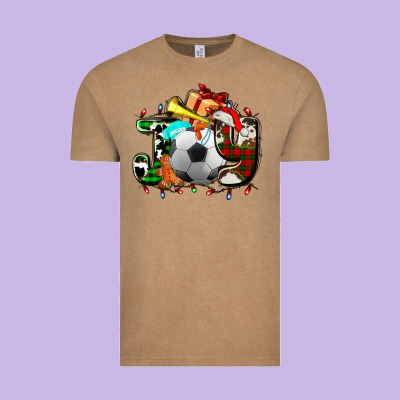 Joy With Soccer Element And Christmas Vintage Tee Designed By Adodesignshop