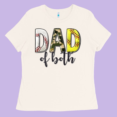 Dad Of Both With Softball And Baseball Ladies Tee Designed By Texasbilliewilder