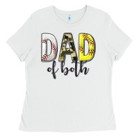 White dad of both with softball and baseball Ladies Tee - texasbilliewilder