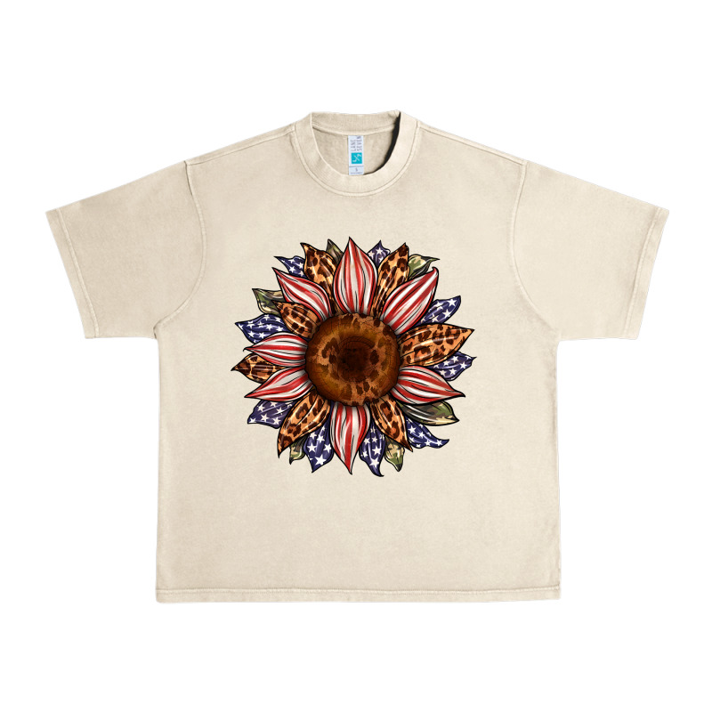 Usa Flag Camouflage Leopard Sunflower Urban Heavy Tee by Artiststas | Teevron