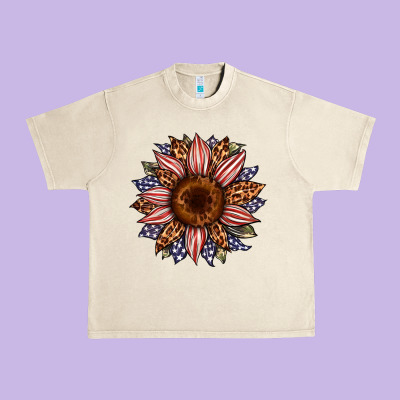 Usa Flag Camouflage Leopard Sunflower Urban Heavy Tee Designed By Artiststas
