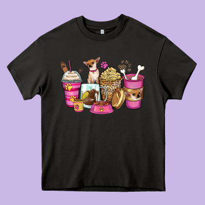 Chihuahua Coffee Cups Heavy Core Tee Designed By Zillion Design Studio