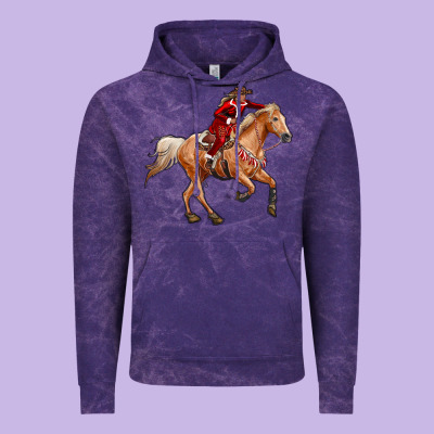 Western Christmas Cowgirl On The Horse Vintage Hoodie Designed By Ranaportraitstore