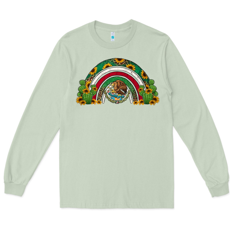 Mexican Flag Cactus And Sunflowers Rainbow Long Sleeve Tee by Jasminsmagicworld | Teevron