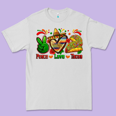 Peace Love Tacos Premium Tee Designed By Zillion Design Studio