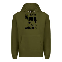 Army Green Eat Plants Love Animals Premium Hoodie - Bettercallsaul