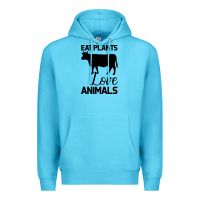 Ocean Blue Eat Plants Love Animals Premium Hoodie - Bettercallsaul