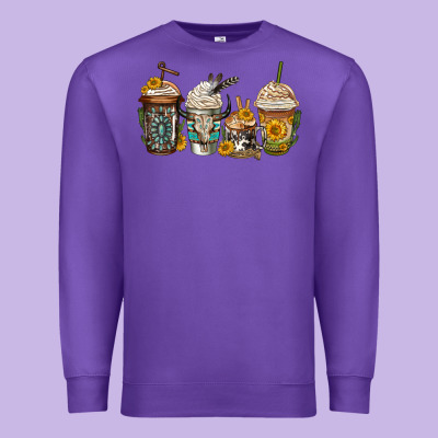 Bull Skull Western Coffee Cups Premium Sweatshirt Designed By Jasminsmagicworld