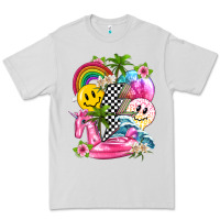 Dove Grey summer smile face and beach vibes with rainbow tbw Premium Tee - texasbilliewilder