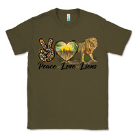 Army Green peace love lions Classic Tee - LillyAllenDesigns