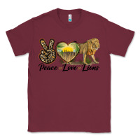 Burgundy peace love lions Classic Tee - LillyAllenDesigns