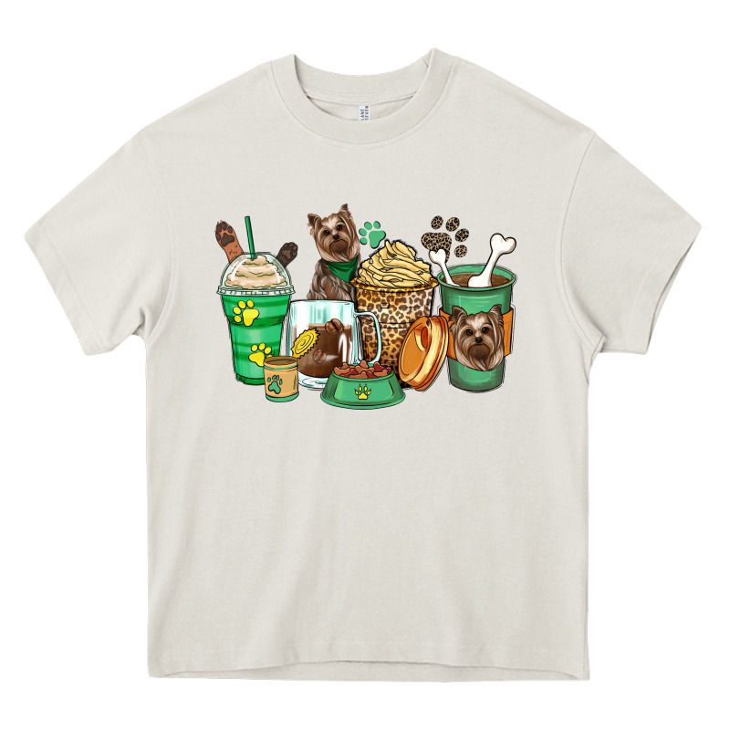 Yorkshire Terrier Coffee Cups Heavy Core Tee by Zillion Design Studio | Teevron
