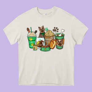 Yorkshire Terrier Coffee Cups Heavy Core Tee Designed By Zillion Design Studio