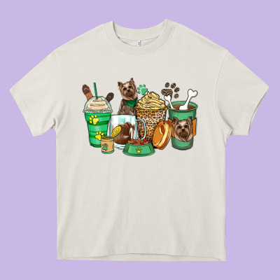 Yorkshire Terrier Coffee Cups Heavy Core Tee Designed By Zillion Design Studio