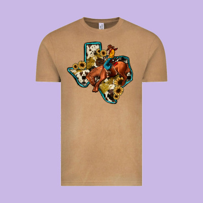 Rodeo Sunflower Texas Map Vintage Tee Designed By Jahusdesignshop