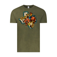 Vintage Olive rodeo sunflower texas map Vintage Tee - JahusDesignShop