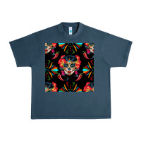 Midnight Navy sugar skull seamless pattern Urban Heavy Tee - BundleAndBundleShop