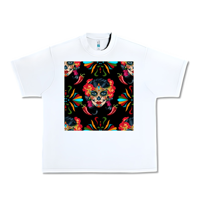 Sugar Skull Seamless Pattern Urban Heavy Tee by BundleAndBundleShop | Teevron