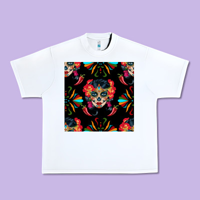 Sugar Skull Seamless Pattern Urban Heavy Tee Designed By Bundleandbundleshop