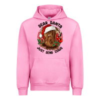 Fuchsia Pink dear santa just send cows Urban Hoodie - CowGirlArtShop