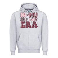 Heather Grey in my self love era Zipper Hoodie - MaliasSmallBusiness