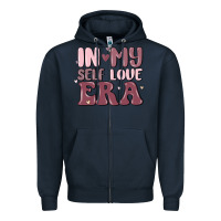 Navy in my self love era Zipper Hoodie - MaliasSmallBusiness