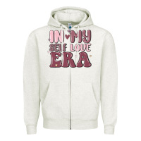 Oatmeal Heather in my self love era Zipper Hoodie - MaliasSmallBusiness