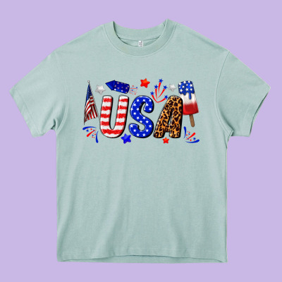 Usa 4th Of July Heavy Core Tee Designed By Texasbilliewilder