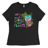 Black all i need is coffee and plants Ladies Tee - texasbilliewilder