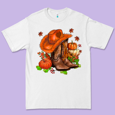 Fall Pumpkins  Cowgirl  And Roses Premium Tee Designed By Adodesignshop