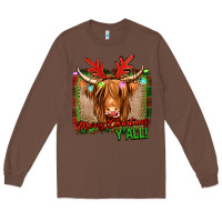Chestnut merry christmas y'all highland cow Long Sleeve Tee - Jasminsmagicworld