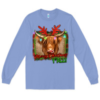 Colony Blue merry christmas y'all highland cow Long Sleeve Tee - Jasminsmagicworld