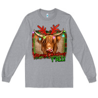 Heather Grey merry christmas y'all highland cow Long Sleeve Tee - Jasminsmagicworld