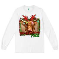 White merry christmas y'all highland cow Long Sleeve Tee - Jasminsmagicworld