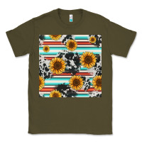 Army Green serape cowhide sunflowers seamless pattern 12inch Classic Tee - Jasminsmagicworld