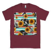 Burgundy serape cowhide sunflowers seamless pattern 12inch Classic Tee - Jasminsmagicworld