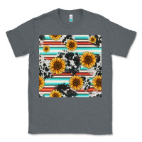 Charcoal Heather serape cowhide sunflowers seamless pattern 12inch Classic Tee - Jasminsmagicworld