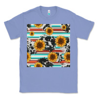 Colony Blue serape cowhide sunflowers seamless pattern 12inch Classic Tee - Jasminsmagicworld