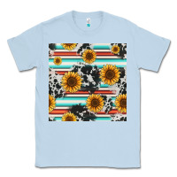 Dusty Blue serape cowhide sunflowers seamless pattern 12inch Classic Tee - Jasminsmagicworld
