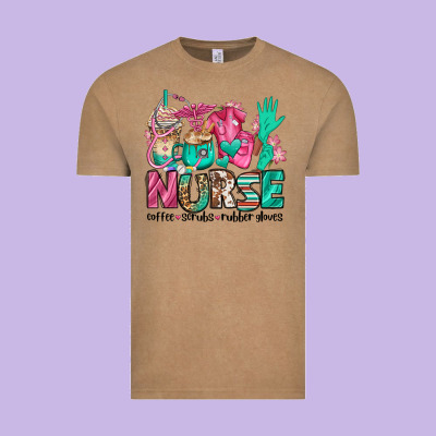 Nurse Coffee Scrubs Rubber Gloves Vintage Tee Designed By Jasminsmagicworld