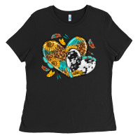 Black cowhide leopard hearts Ladies Tee - texasbilliewilder
