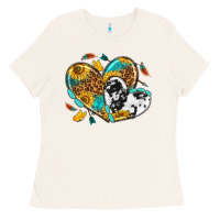 Bone cowhide leopard hearts Ladies Tee - texasbilliewilder