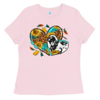Bubblegum Pink cowhide leopard hearts Ladies Tee - texasbilliewilder