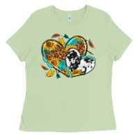 Matcha cowhide leopard hearts Ladies Tee - texasbilliewilder