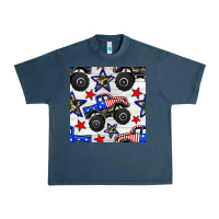 Midnight Navy usa monster truck seamless pattern Urban Heavy Tee - BundleAndBundleShop
